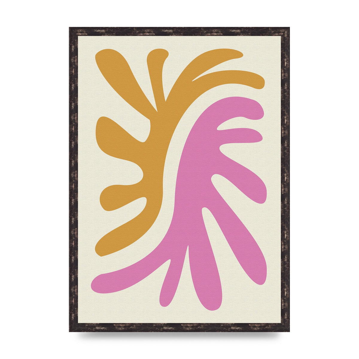 Textured Pink Yellow Coral Series Two Printed Poster - A2 framed