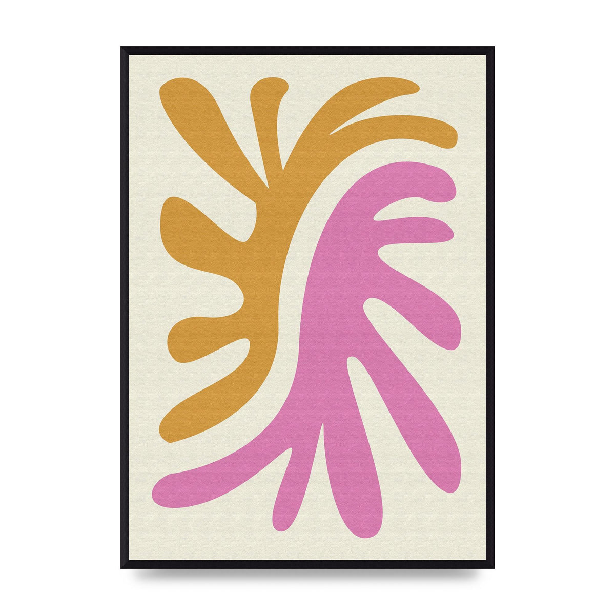 Textured Pink Yellow Coral Series Two Printed Poster - A2 framed