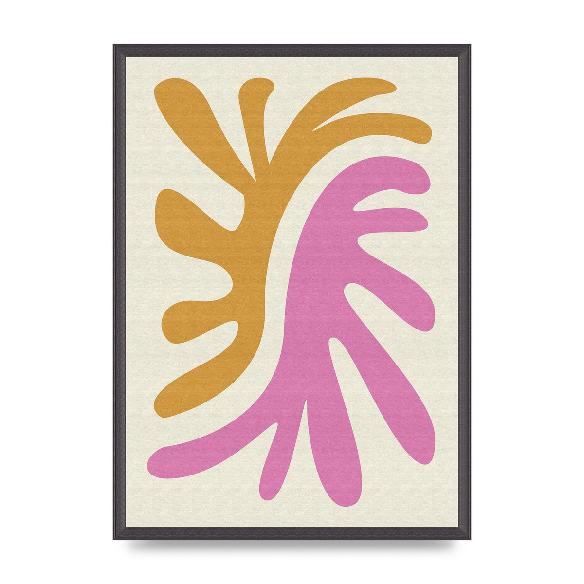 Textured Pink Yellow Coral Series Two Printed Poster - A2 framed
