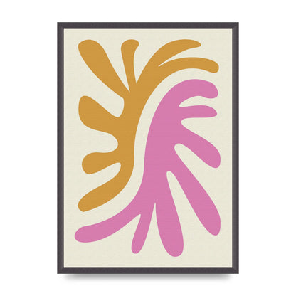 Textured Pink Yellow Coral Series Two Printed Poster - A2 framed