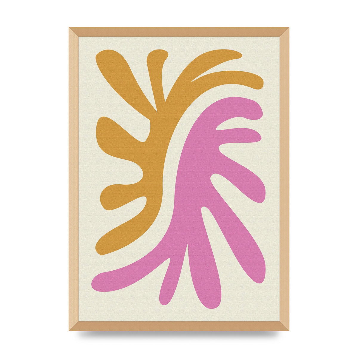 Textured Pink Yellow Coral Series Two Printed Poster - A2 framed
