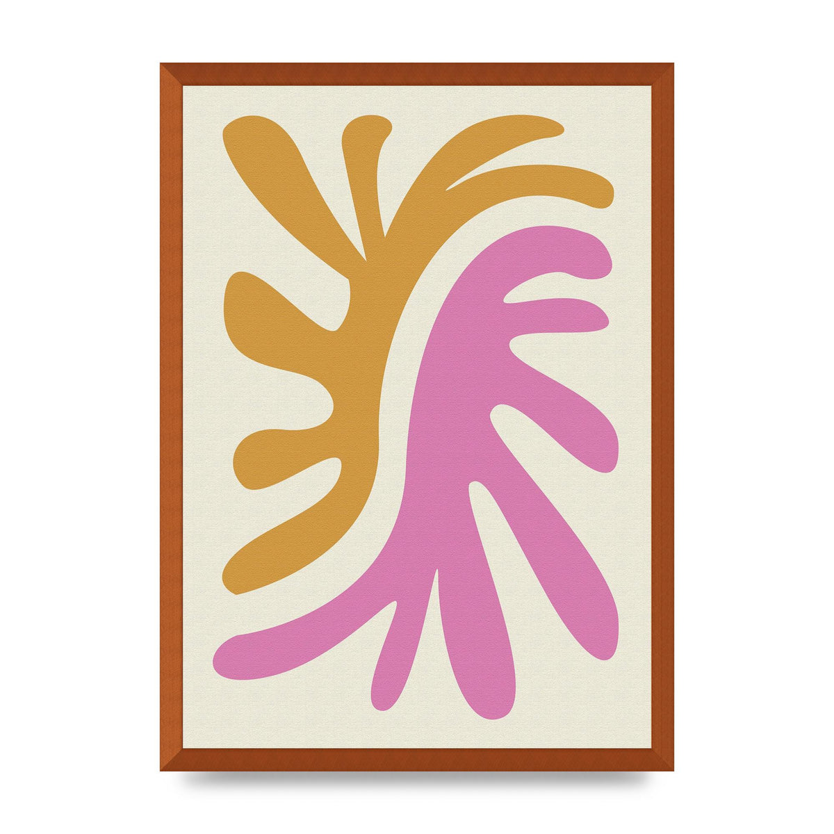 Textured Pink Yellow Coral Series Two Printed Poster - A2 framed