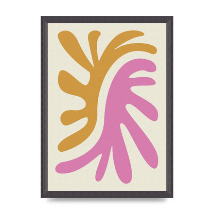 Textured Pink Yellow Coral Series Two Printed Poster - A3 framed