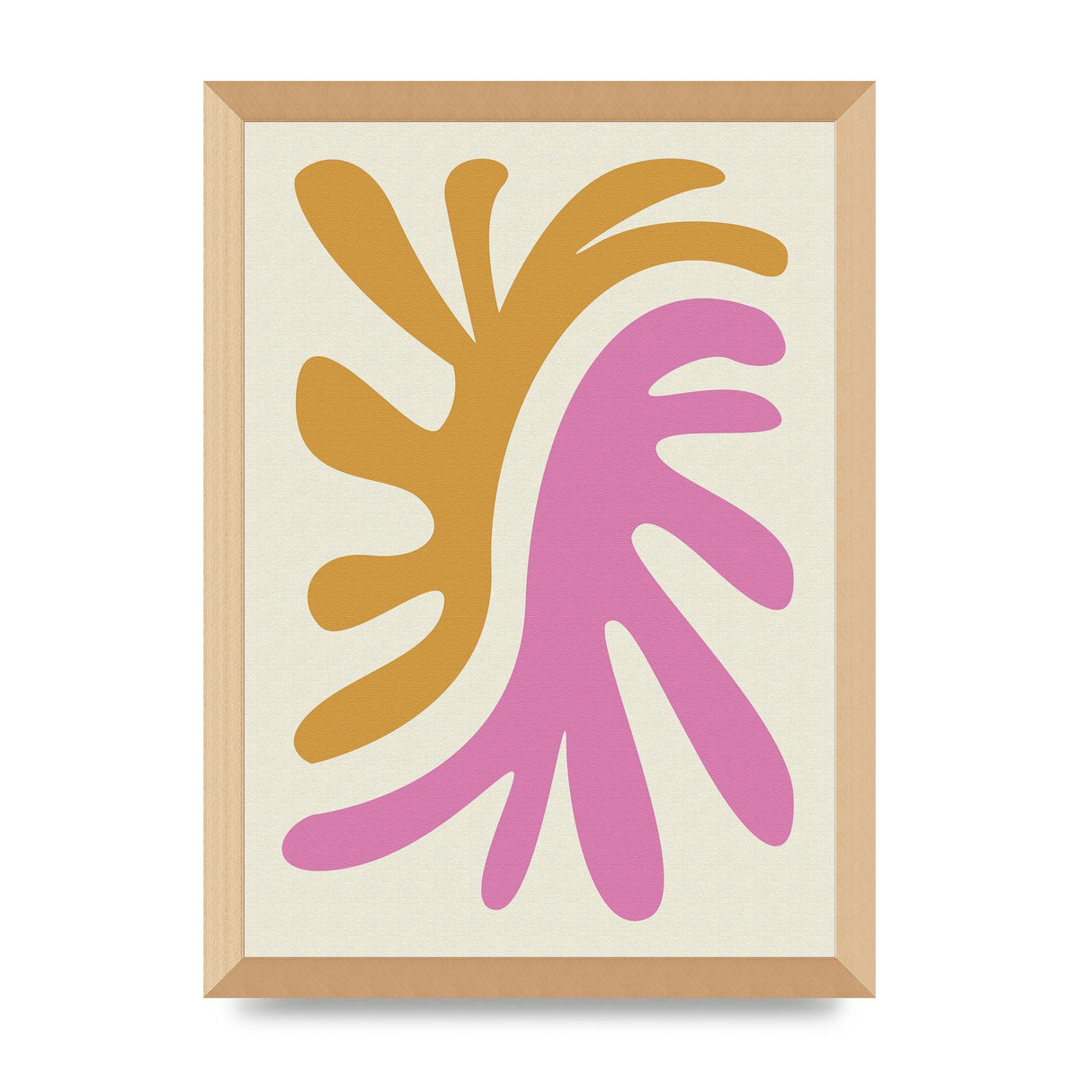 Textured Pink Yellow Coral Series Two Printed Poster - A3 framed