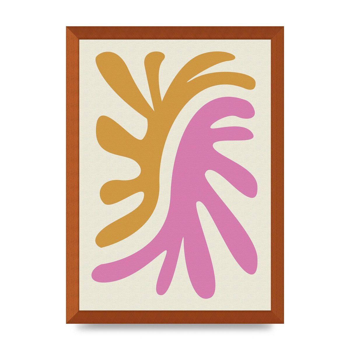 Textured Pink Yellow Coral Series Two Printed Poster - A3 framed