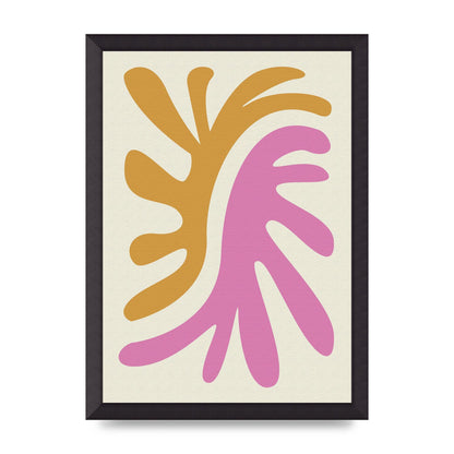 Textured Pink Yellow Coral Series Two Printed Poster - A3 framed