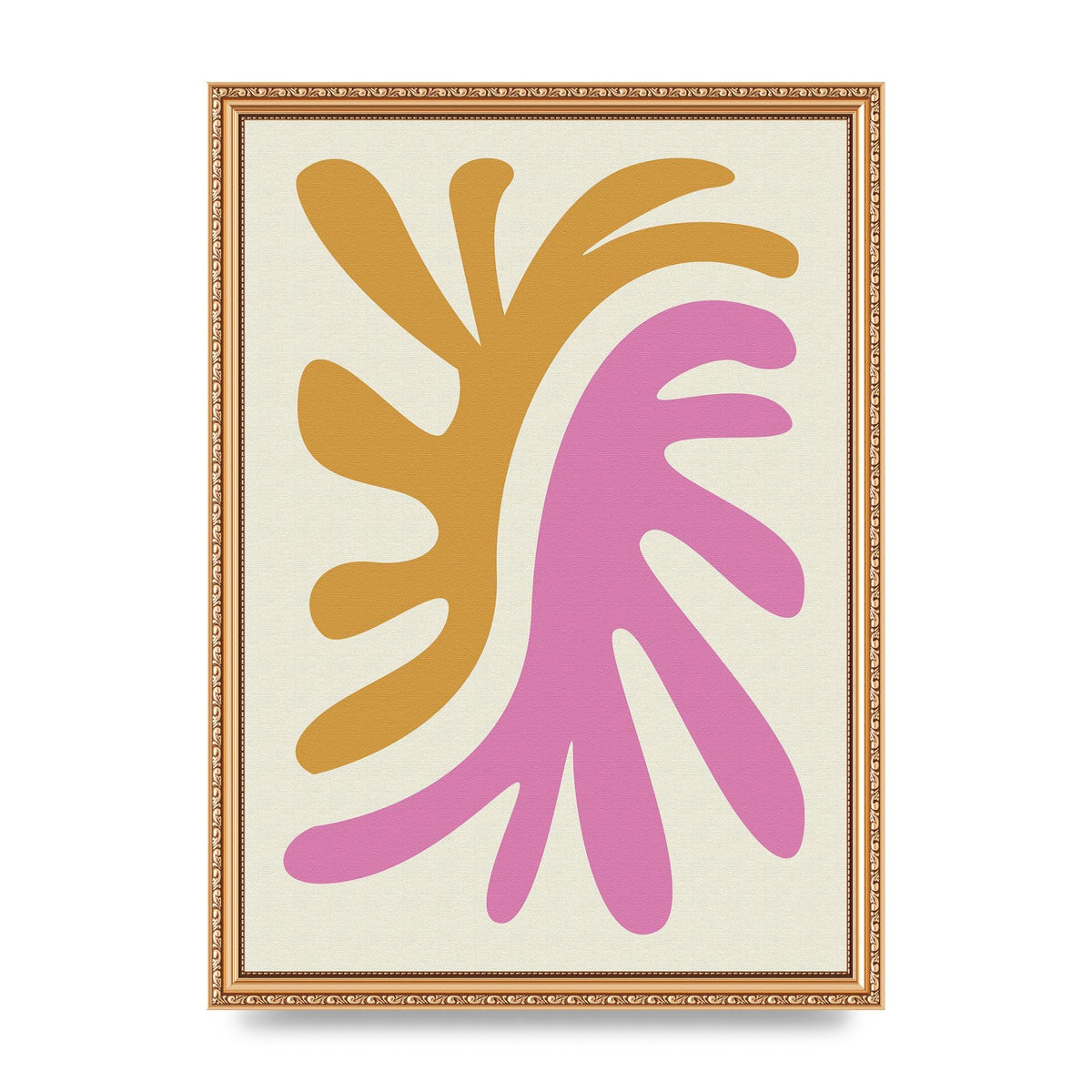 Textured Pink Yellow Coral Series Two Printed Poster - A3 framed