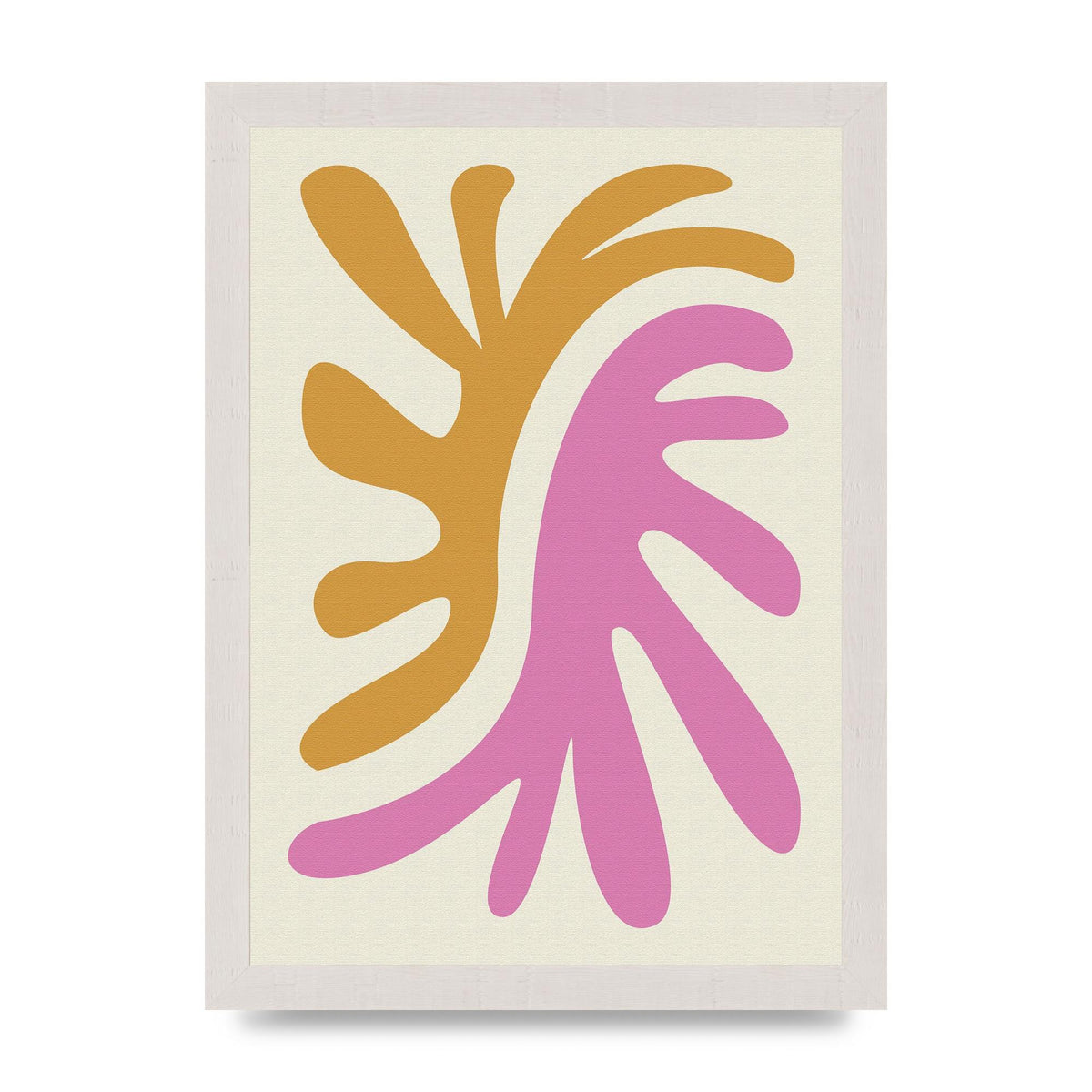 Textured Pink Yellow Coral Series Two Printed Poster - A4 framed