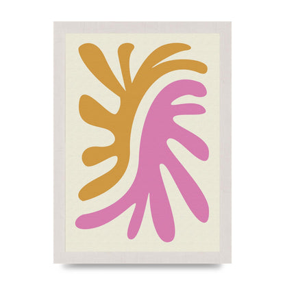 Textured Pink Yellow Coral Series Two Printed Poster - A4 framed