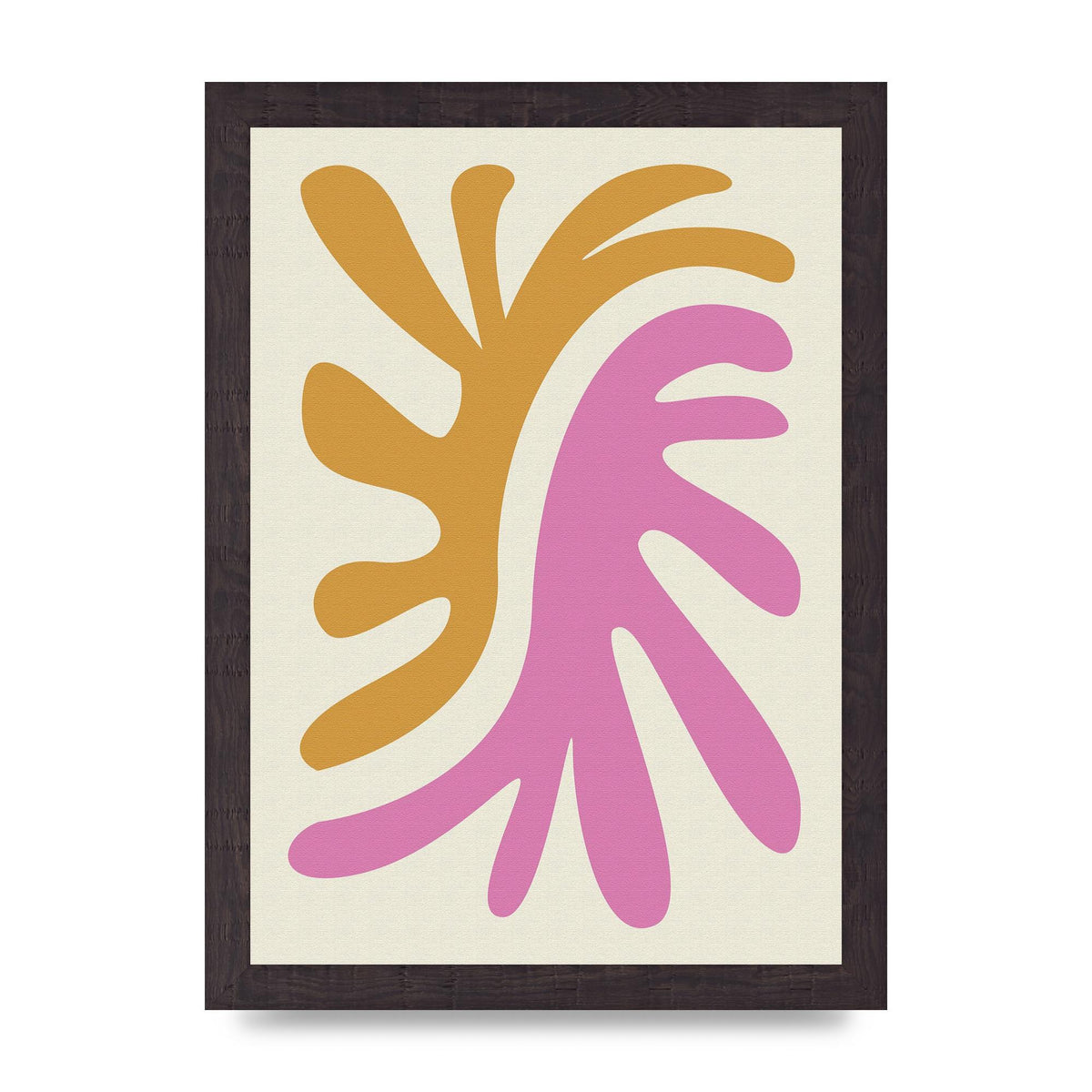 Textured Pink Yellow Coral Series Two Printed Poster - A4 framed