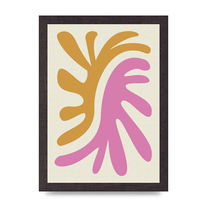 Textured Pink Yellow Coral Series Two Printed Poster - A4 framed