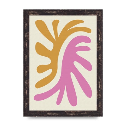 Textured Pink Yellow Coral Series Two Printed Poster - A4 framed