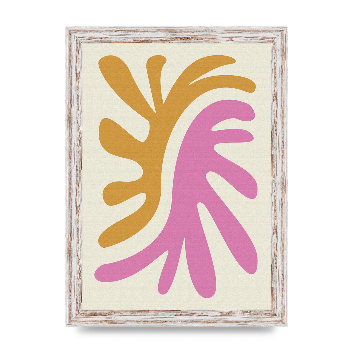 Textured Pink Yellow Coral Series Two Printed Poster - A4 framed