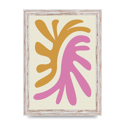 Textured Pink Yellow Coral Series Two Printed Poster - A4 framed