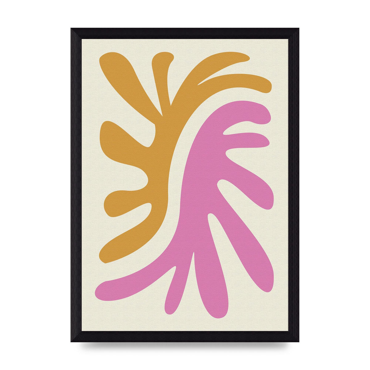 Textured Pink Yellow Coral Series Two Printed Poster - A4 framed