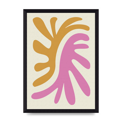 Textured Pink Yellow Coral Series Two Printed Poster - A4 framed