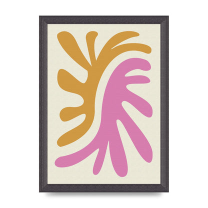 Textured Pink Yellow Coral Series Two Printed Poster - A4 framed