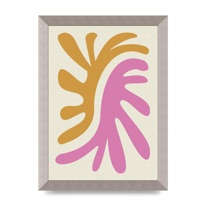 Textured Pink Yellow Coral Series Two Printed Poster - A4 framed
