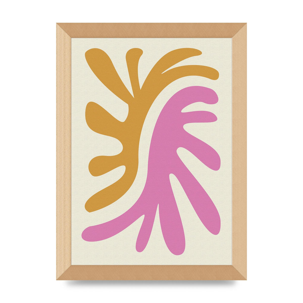 Textured Pink Yellow Coral Series Two Printed Poster - A4 framed