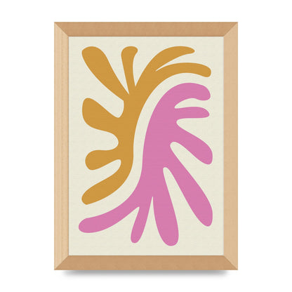 Textured Pink Yellow Coral Series Two Printed Poster - A4 framed