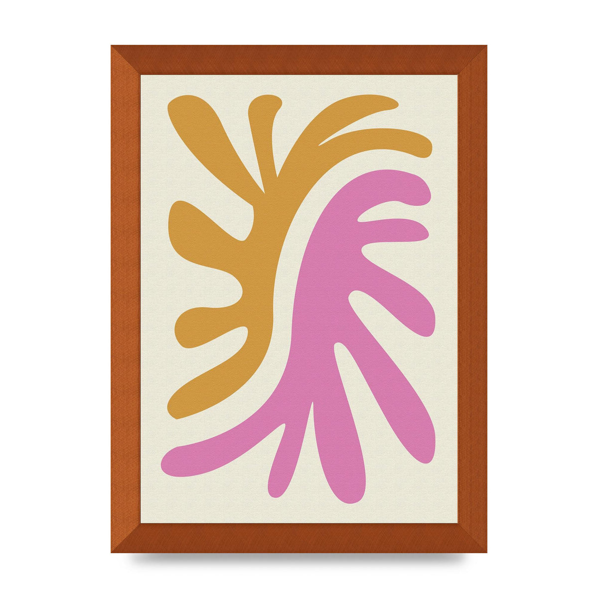 Textured Pink Yellow Coral Series Two Printed Poster - A4 framed