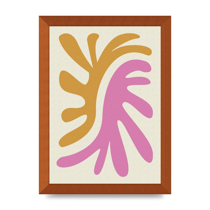 Textured Pink Yellow Coral Series Two Printed Poster - A4 framed