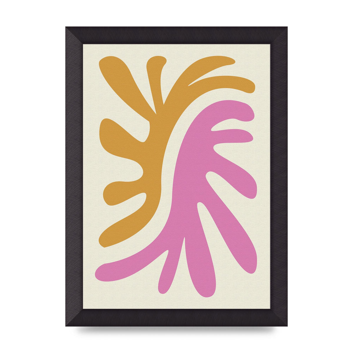 Textured Pink Yellow Coral Series Two Printed Poster - A4 framed