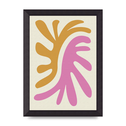 Textured Pink Yellow Coral Series Two Printed Poster - A4 framed
