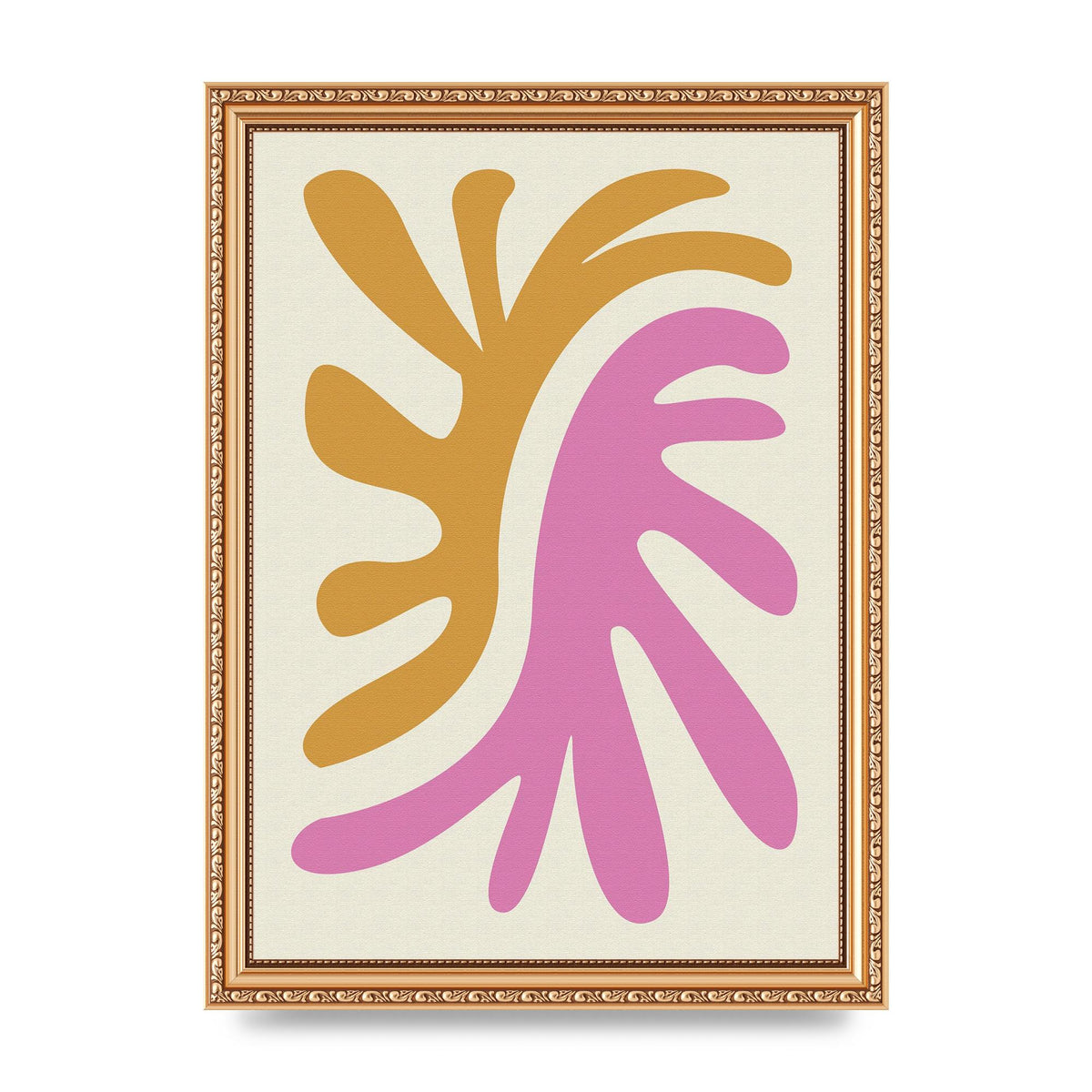 Textured Pink Yellow Coral Series Two Printed Poster - A4 framed