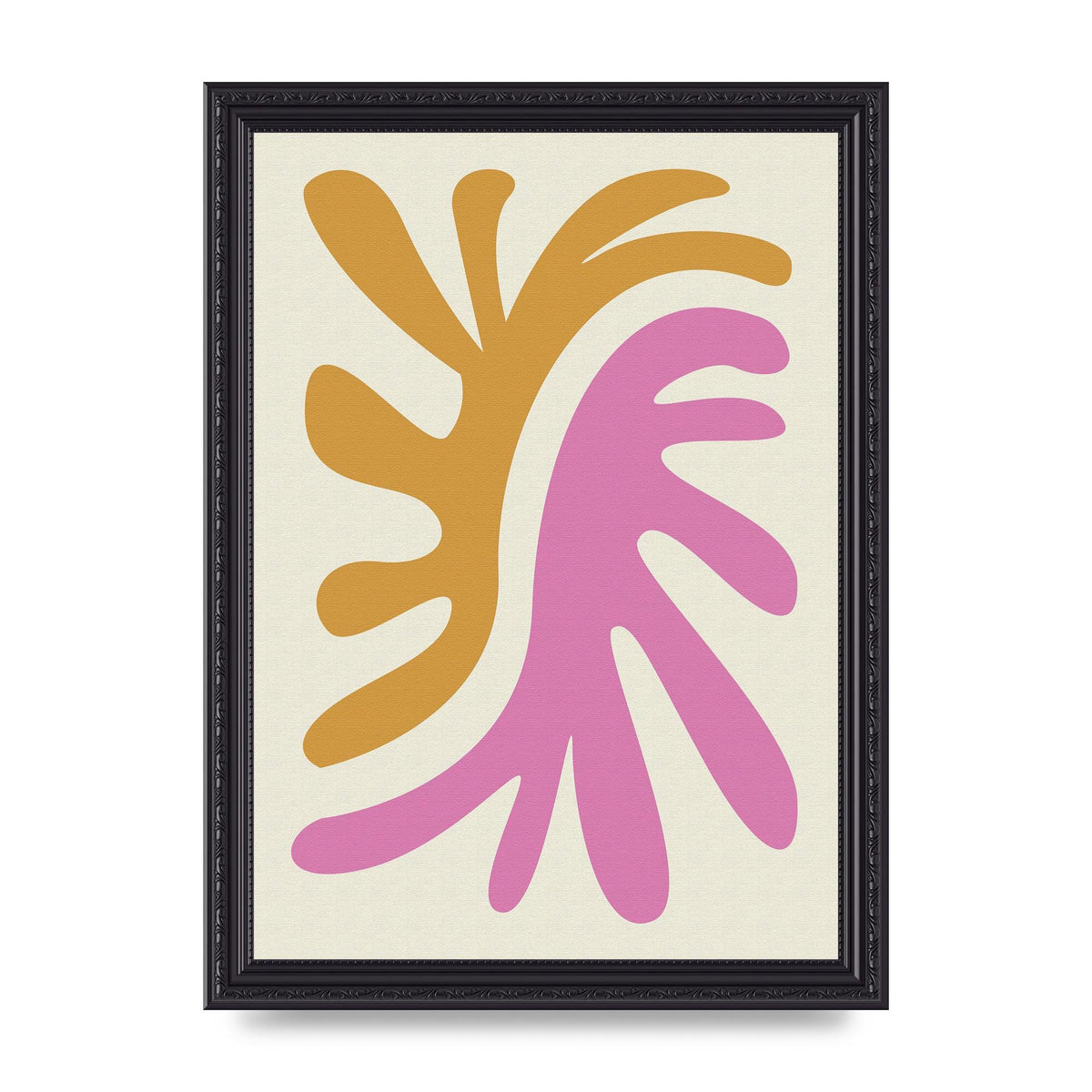 Textured Pink Yellow Coral Series Two Printed Poster - A4 framed