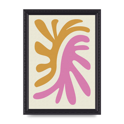 Textured Pink Yellow Coral Series Two Printed Poster - A4 framed