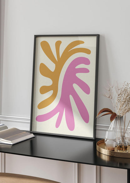 Textured Pink Yellow Coral Series Two Printed Poster - living room 4
