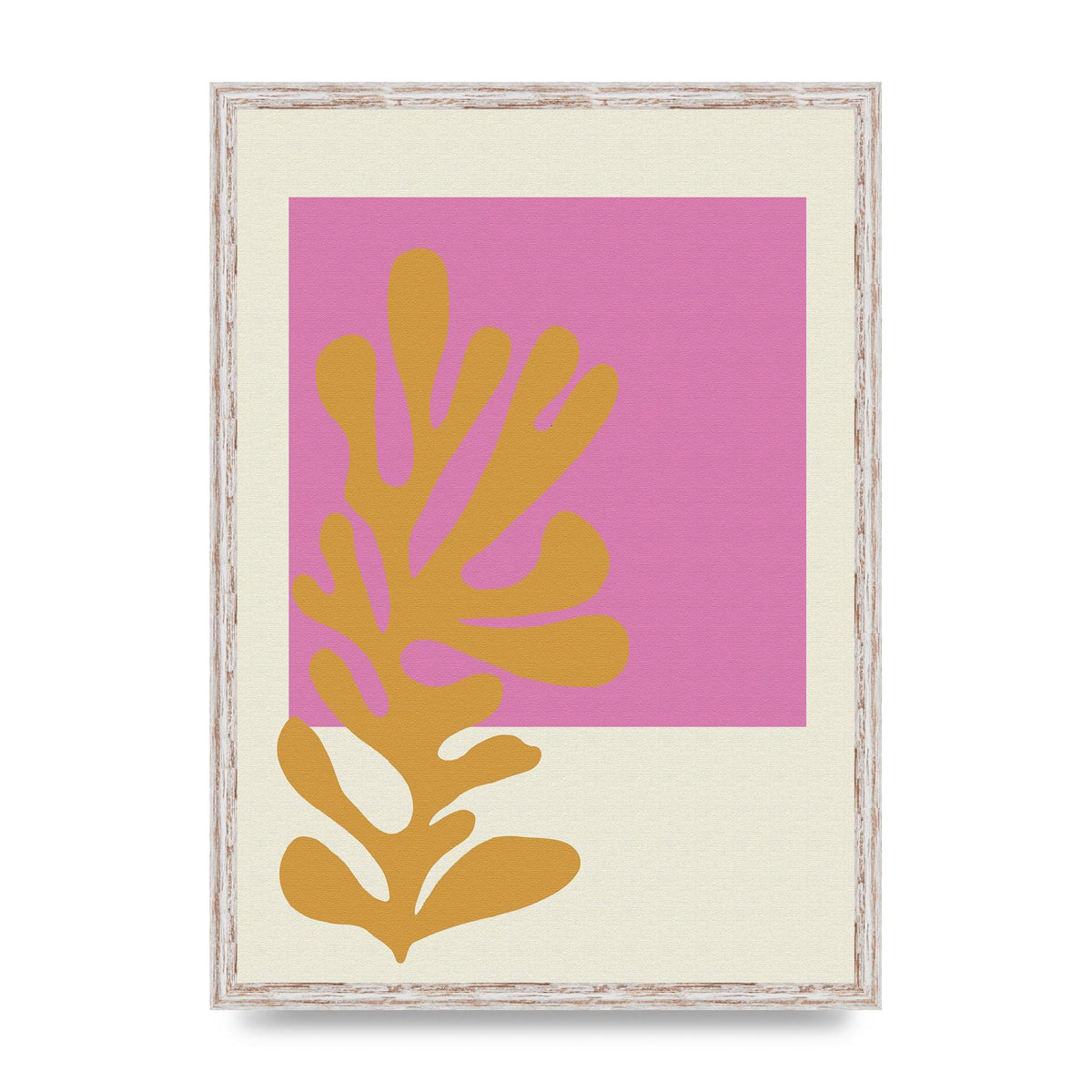 Textured Pink Yellow Coral Series Five Printed Poster - A2 framed