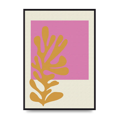 Textured Pink Yellow Coral Series Five Printed Poster - A2 framed