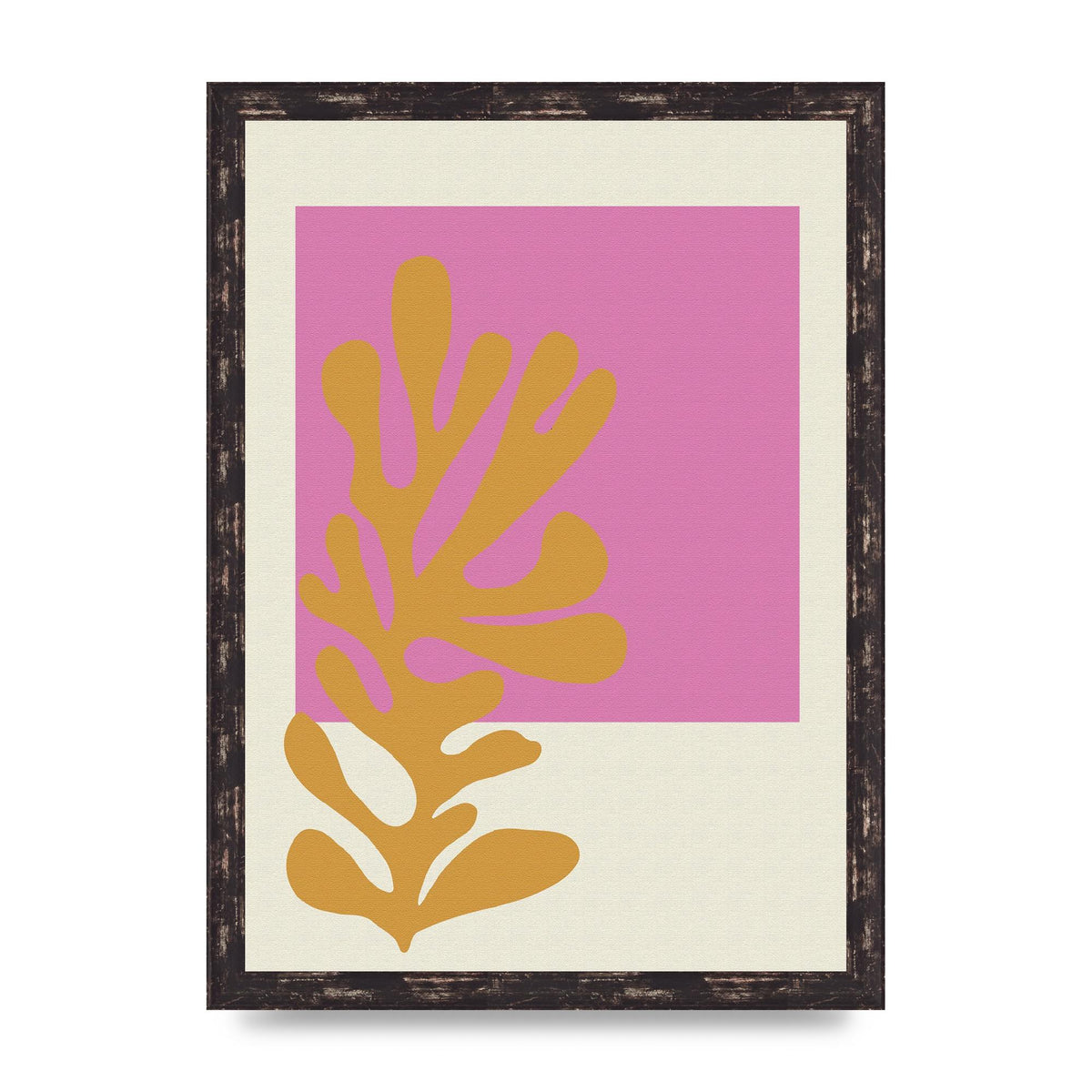 Textured Pink Yellow Coral Series Five Printed Poster - A3 framed