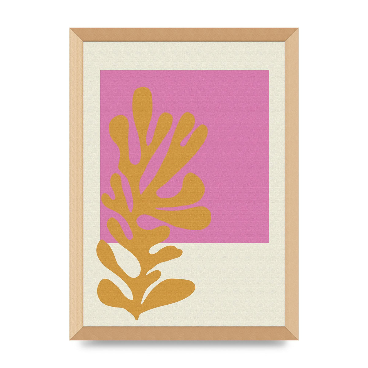 Textured Pink Yellow Coral Series Five Printed Poster - A3 framed