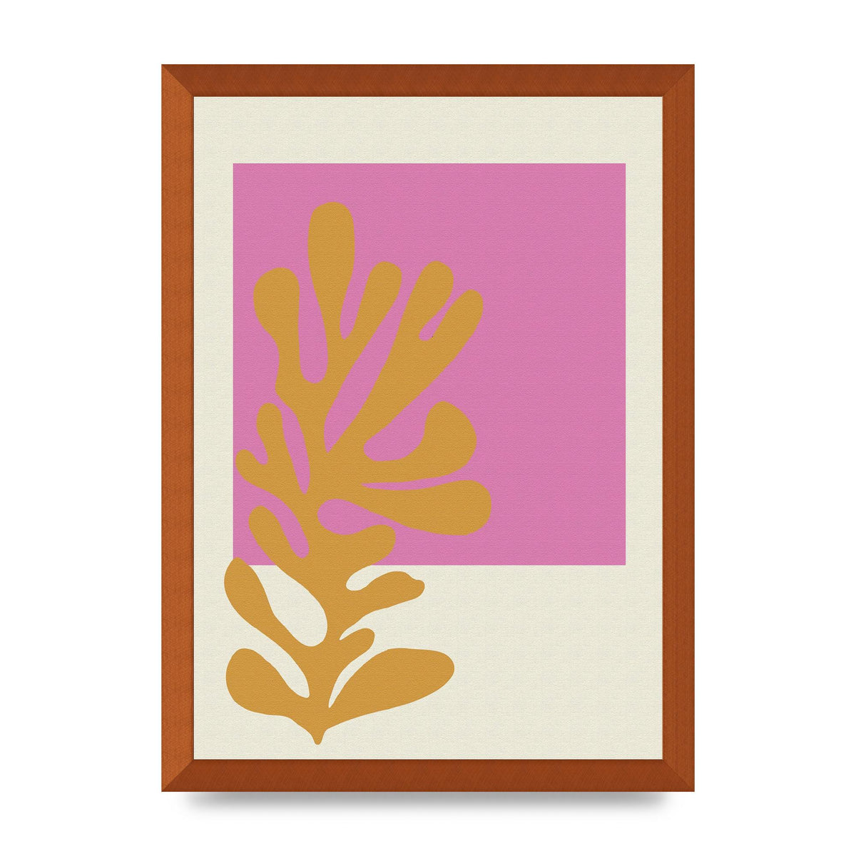 Textured Pink Yellow Coral Series Five Printed Poster - A3 framed
