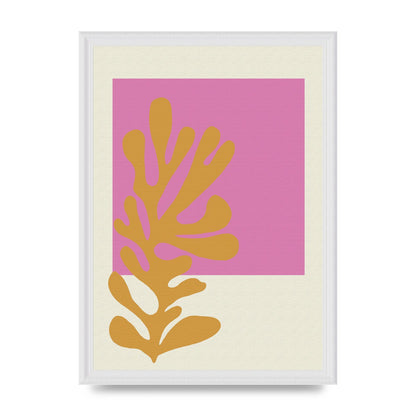 Textured Pink Yellow Coral Series Five Printed Poster - A3 framed
