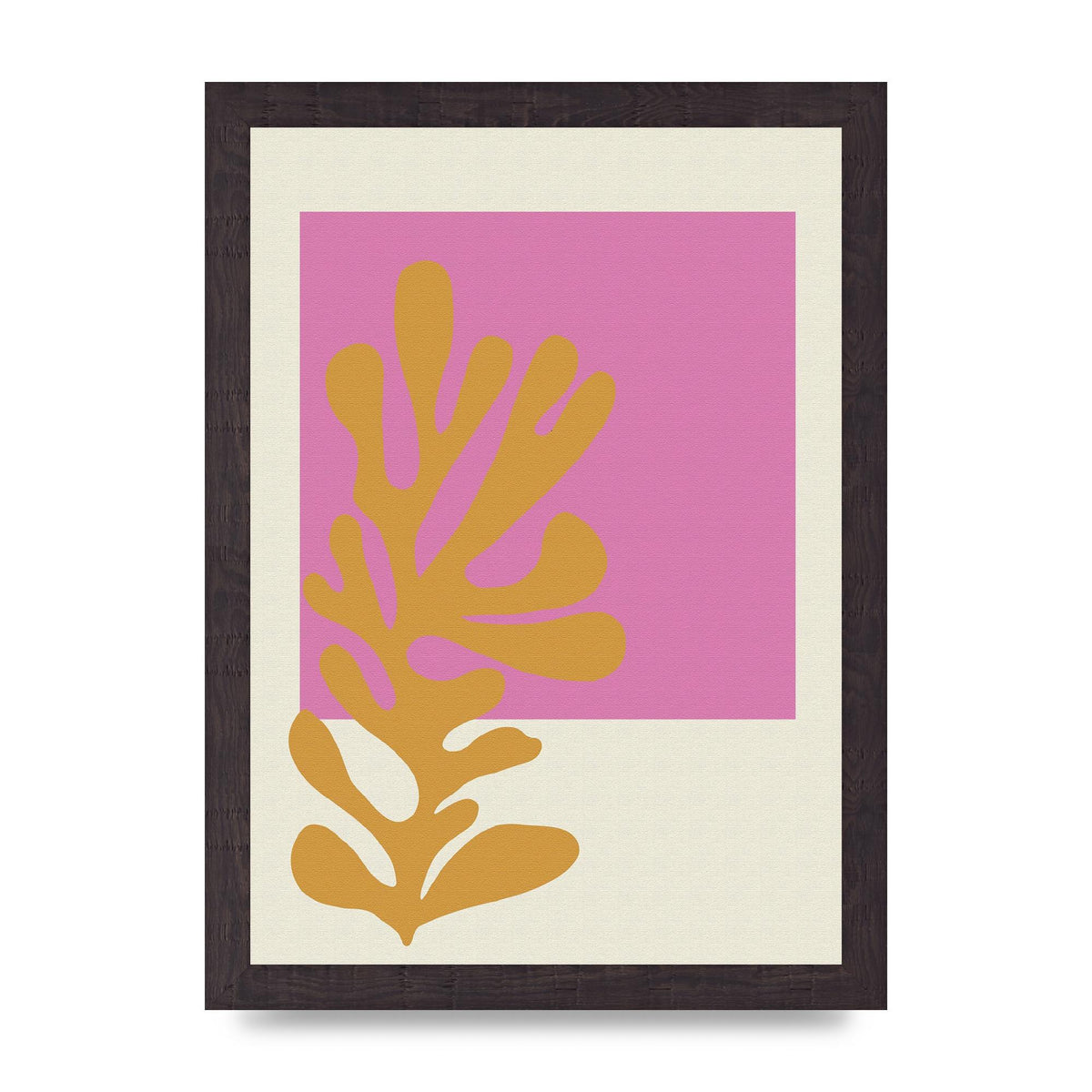 Textured Pink Yellow Coral Series Five Printed Poster - A4 framed