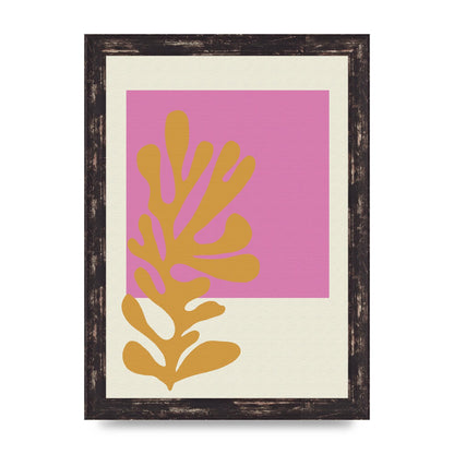Textured Pink Yellow Coral Series Five Printed Poster - A4 framed