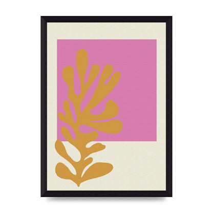Textured Pink Yellow Coral Series Five Printed Poster - A4 framed