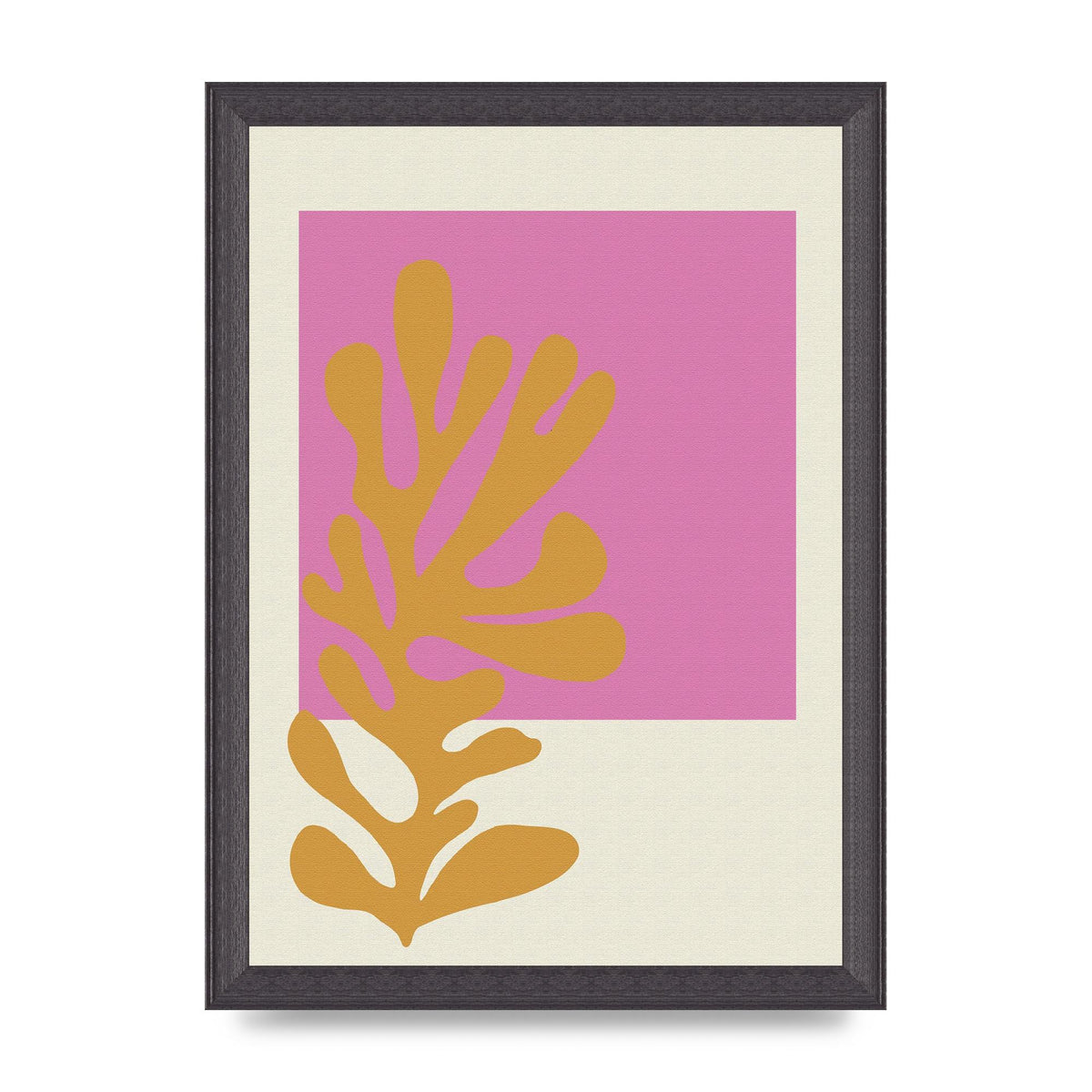 Textured Pink Yellow Coral Series Five Printed Poster - A4 framed