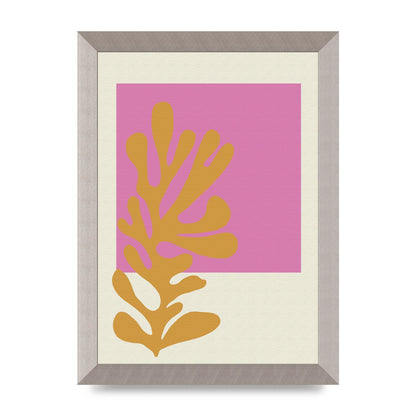 Textured Pink Yellow Coral Series Five Printed Poster - A4 framed