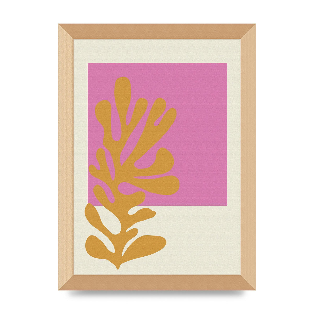Textured Pink Yellow Coral Series Five Printed Poster - A4 framed