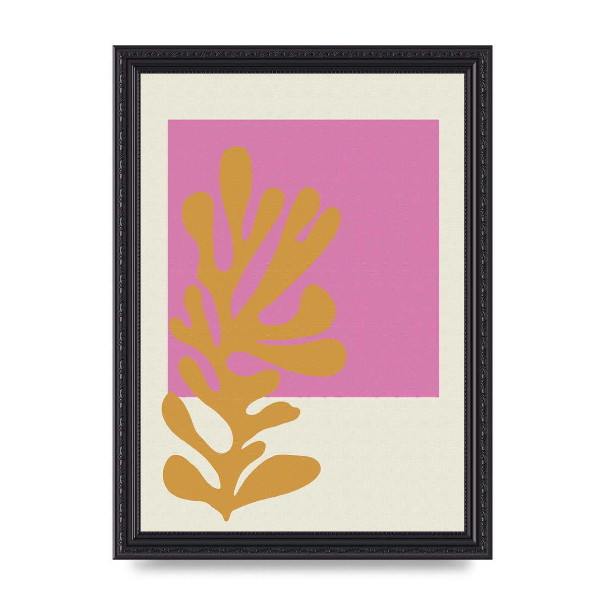 Textured Pink Yellow Coral Series Five Printed Poster - A4 framed