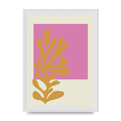 Textured Pink Yellow Coral Series Five Printed Poster - A4 framed
