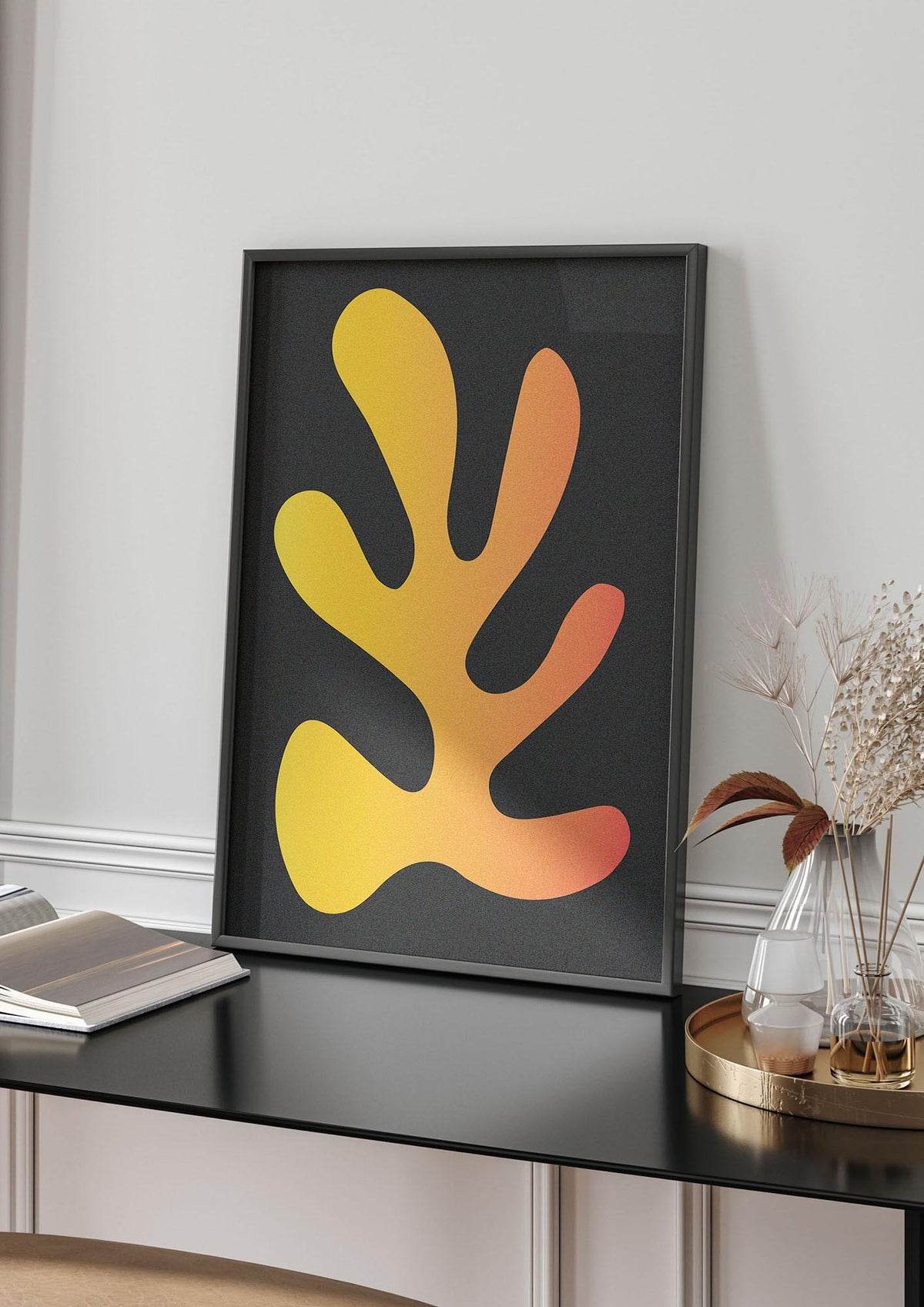 Abstract Orange Coral Five Printed Poster - living room 4