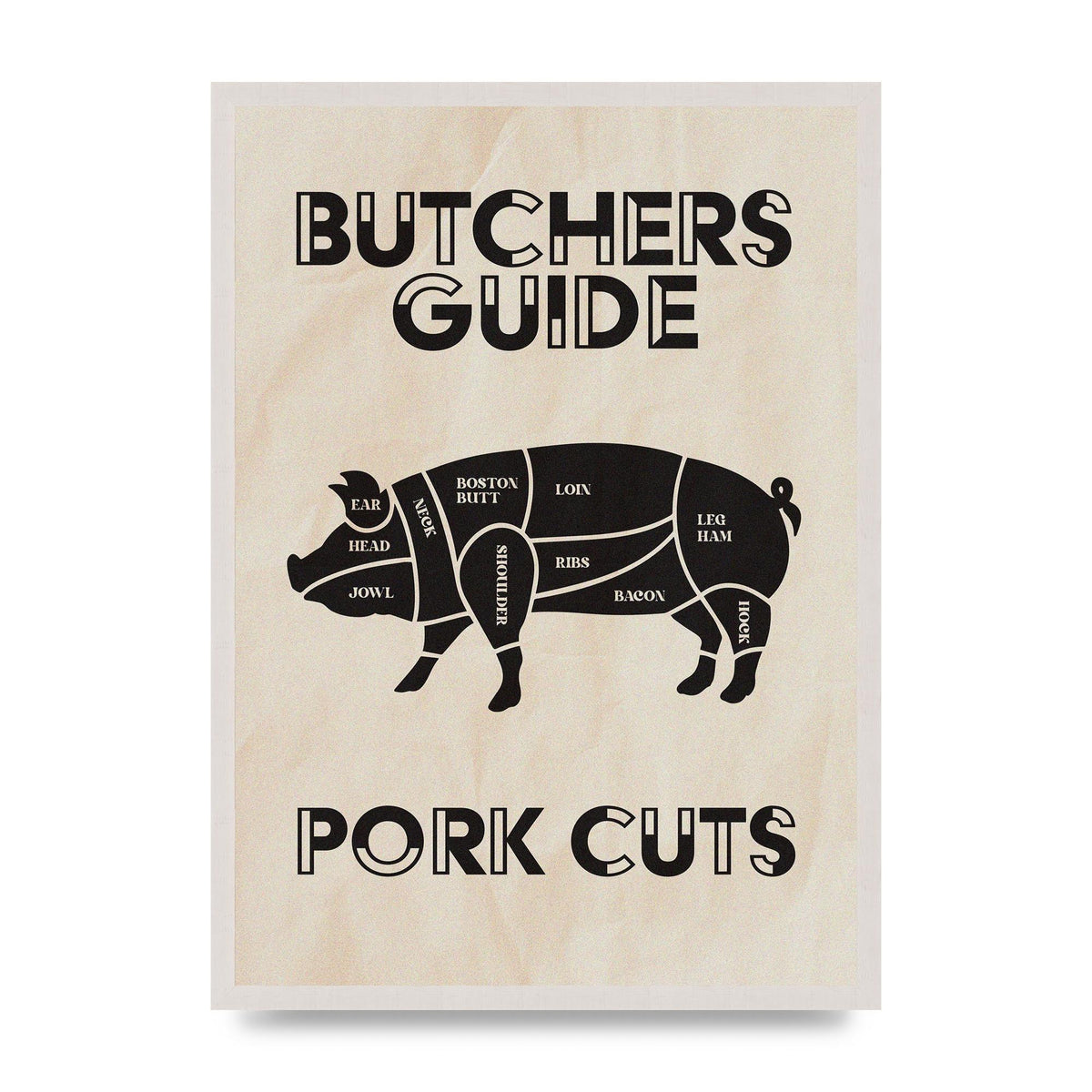 Retro Kitchen Butchers Guide Pork Cuts Vintage Printed Poster - A2 framed