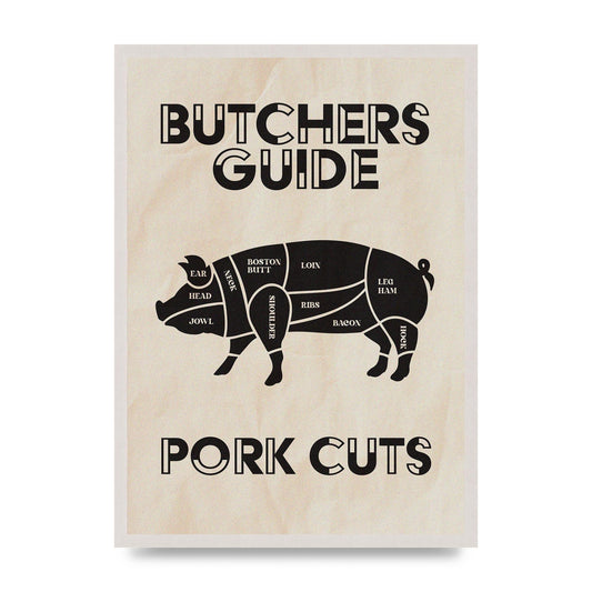 Retro Kitchen Butchers Guide Pork Cuts Vintage Printed Poster - A2 framed