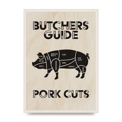 Retro Kitchen Butchers Guide Pork Cuts Vintage Printed Poster - A2 framed